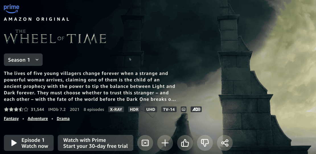 Amazon's Wheel of Time Series of films